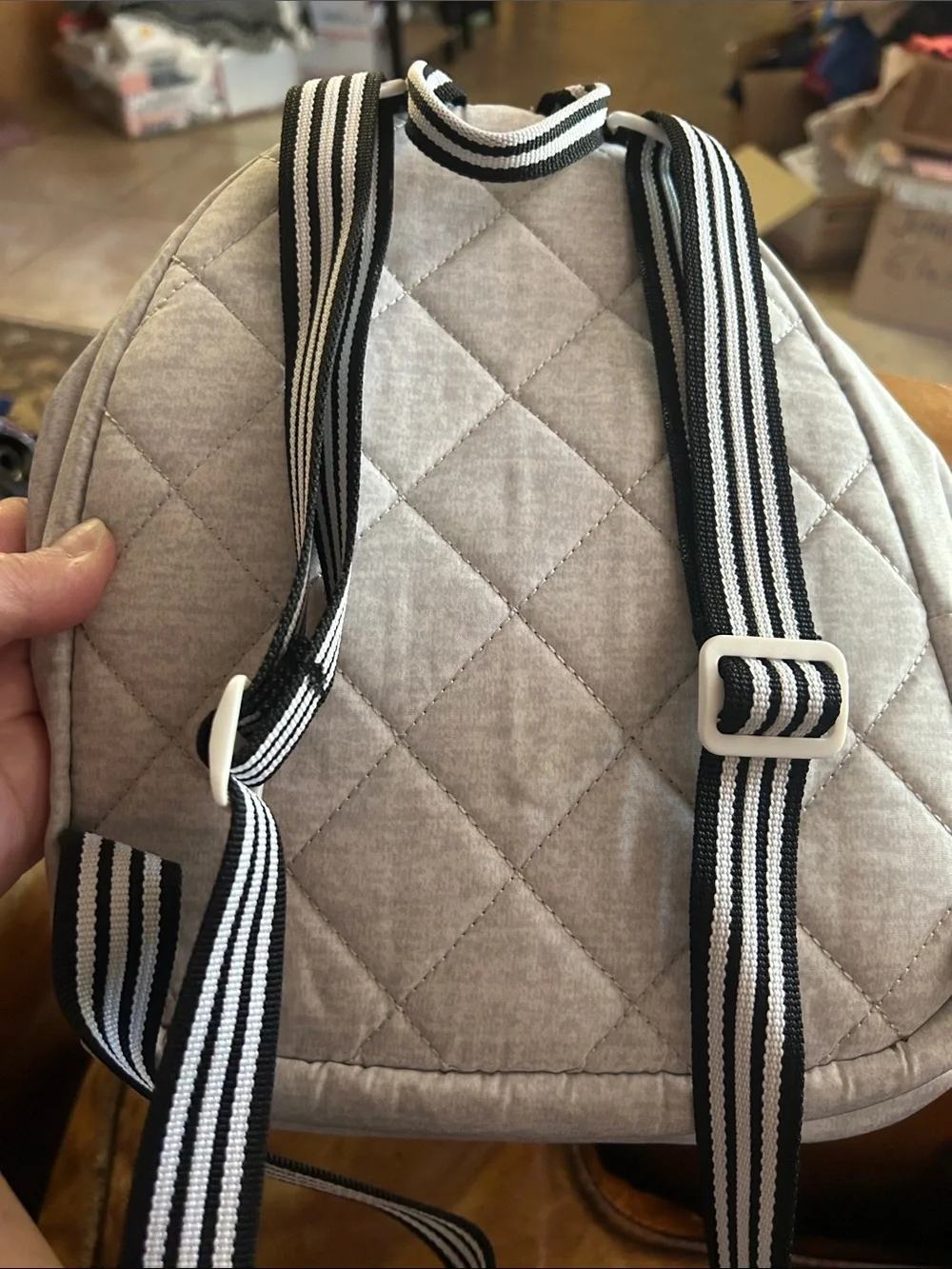 adidas Light Gray Mini Backpack with Black Logo